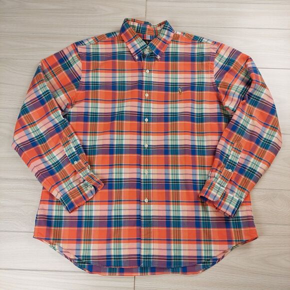 Ralph Lauren Shirt Mens XL Tartan Plaid Flesh Pony‎ Classic Button Down Oxford - Picture 1 of 10